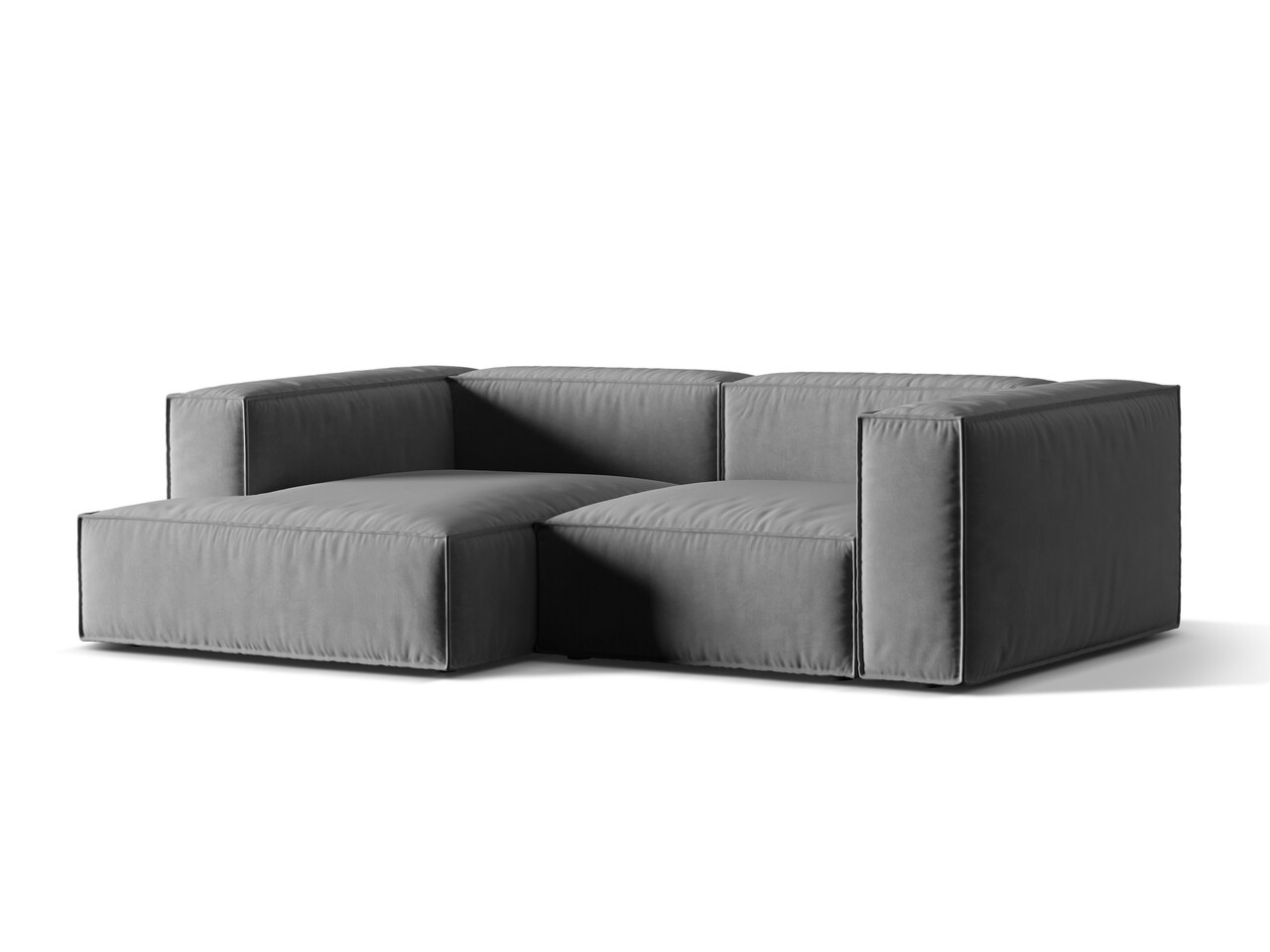 Coltar modular stanga 3 locuri, Nuria-88, Micadoni Home, 252x147x72 cm, catifea, gri Colțare